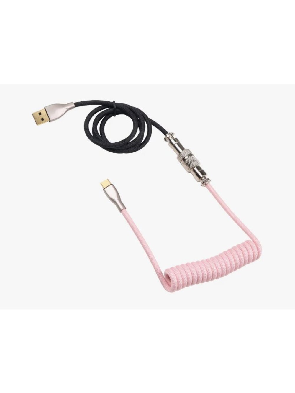 GameStop Coiled USB-C to USB-A Cable 6ft Black & Pink for Charging/Data Transfer